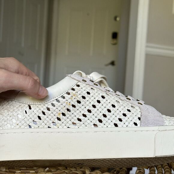 Joie Handan WHITE Woven Leather Platform Lace-Up Sneakers EU 37.5 US 7.5 - Picture 16 of 16